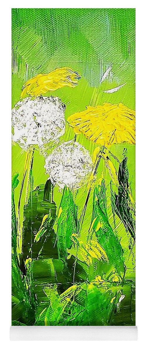  Yoga Mat featuring the painting Dandelions by Amy Kuenzie