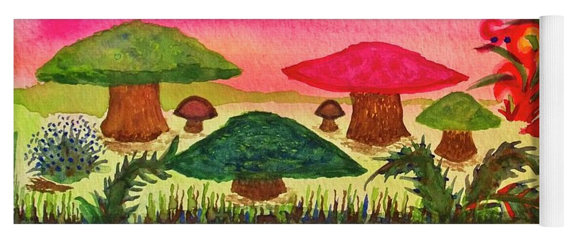 Mushrooms Yoga Mat featuring the painting Dare To Keep Dreaming by Karen Nice-Webb