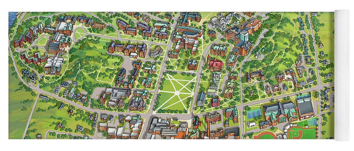 Dartmouth College Yoga Mat featuring the digital art Dartmouth College Campus Map by Maria Rabinky