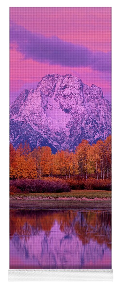 Dave Welling Yoga Mat featuring the photograph Dawn Oxbow Bend In Fall Grand Tetons National Park by Dave Welling