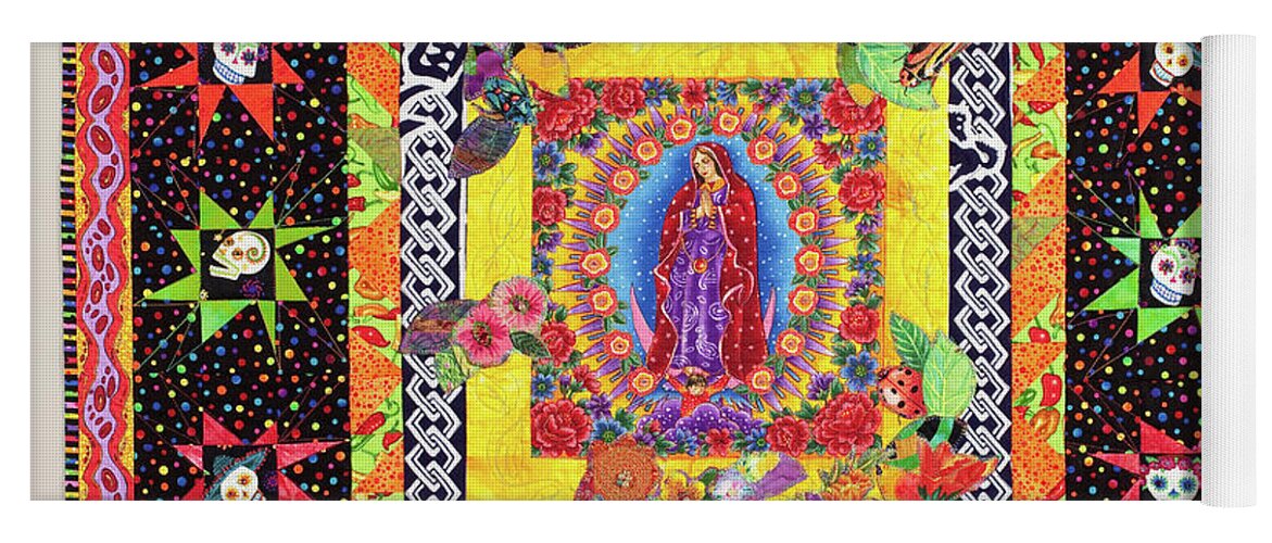 Day Of The Dead Yoga Mat featuring the mixed media Day of the Dead Celebration by Vivian Aumond