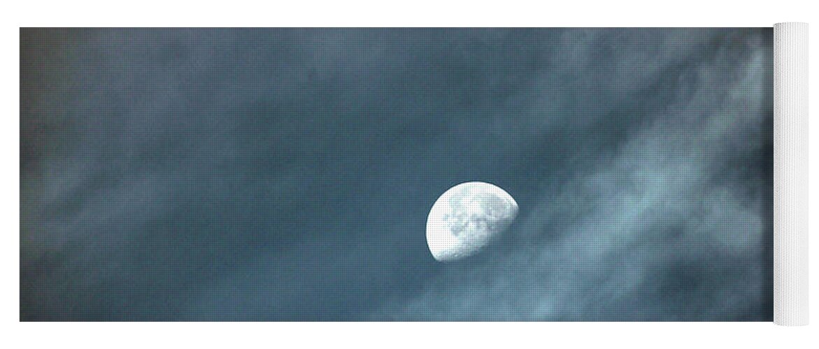 Moon Yoga Mat featuring the photograph Daylight Waning Moon by Christopher Reed