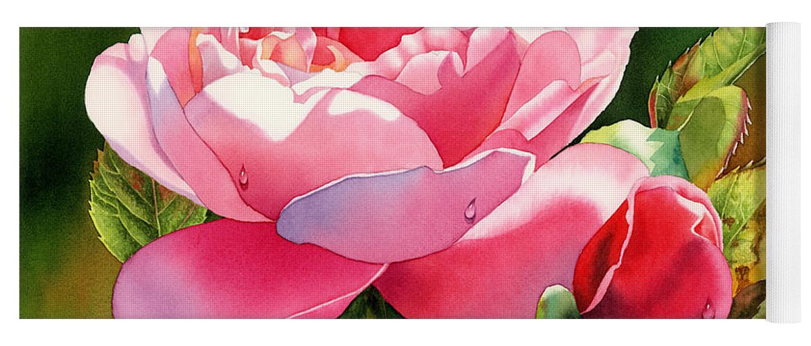 Rose Yoga Mat featuring the painting Dazzling Rose by Espero Art