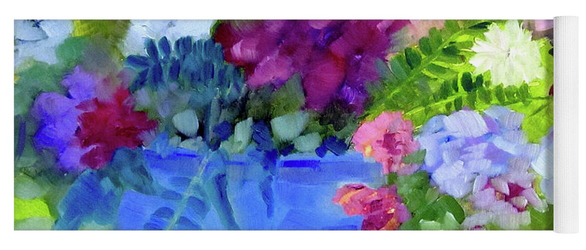 Flowers Yoga Mat featuring the painting December Blue by Adele Bower