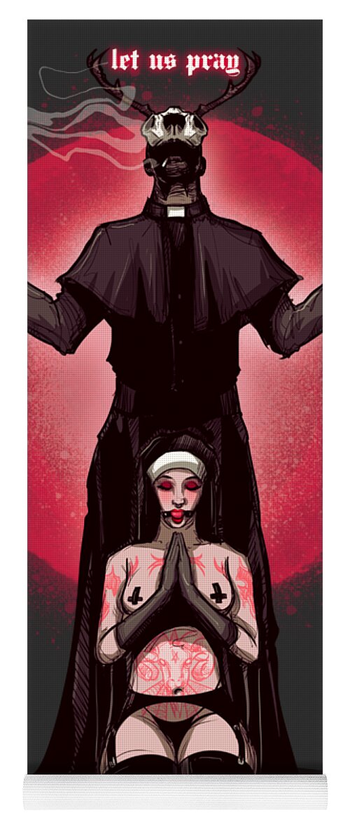 Nun Yoga Mat featuring the drawing Deer Daddy Series 10 Role Play by Ludwig Van Bacon