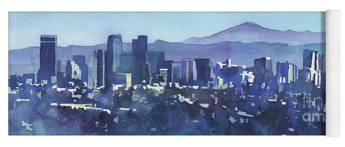 Art For House Yoga Mat featuring the painting Denver Skyline by Ryan Fox