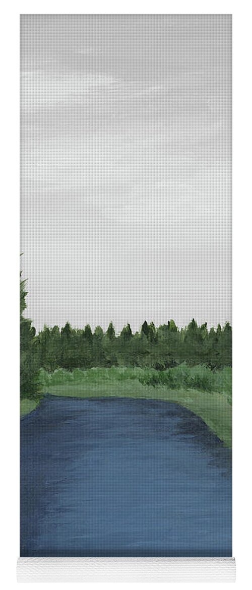 Navy Blue Yoga Mat featuring the painting Deschutes River Bend I by Rachel Elise