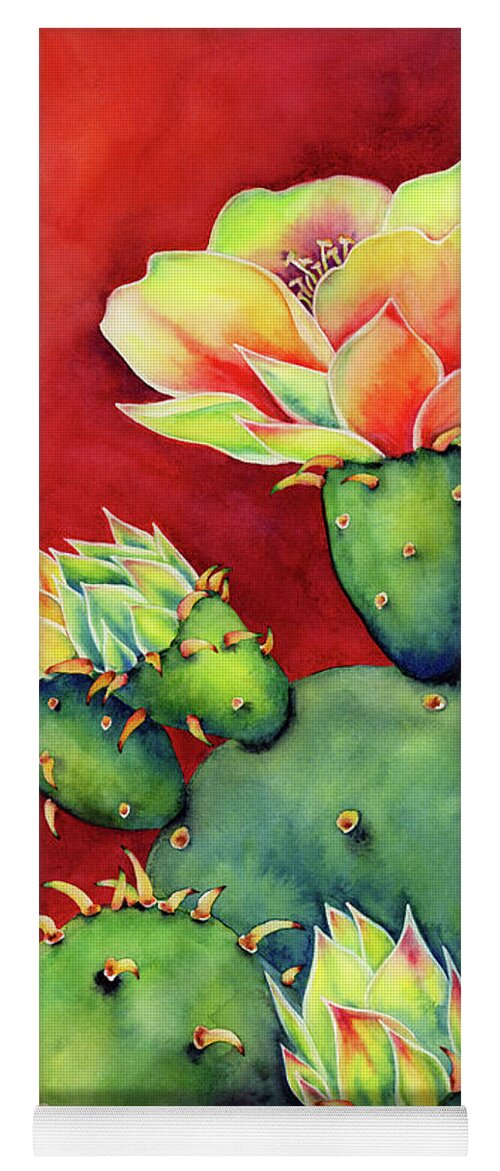 Cactus Yoga Mat featuring the painting Desert Bloom by Hailey E Herrera