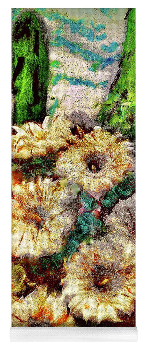 Paintings Of Lizards Yoga Mat featuring the mixed media Desert Flowers by Bencasso Barnesquiat