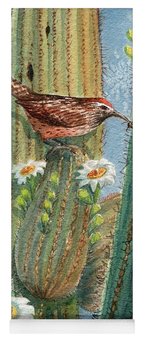 Cactus Wren Yoga Mat featuring the painting Desert Gems by Marilyn Smith