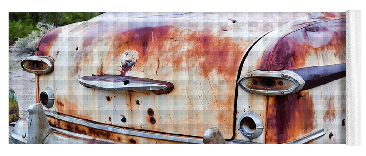 Mojave Desert Yoga Mat featuring the photograph Deserted Mojave Auto by Kyle Hanson