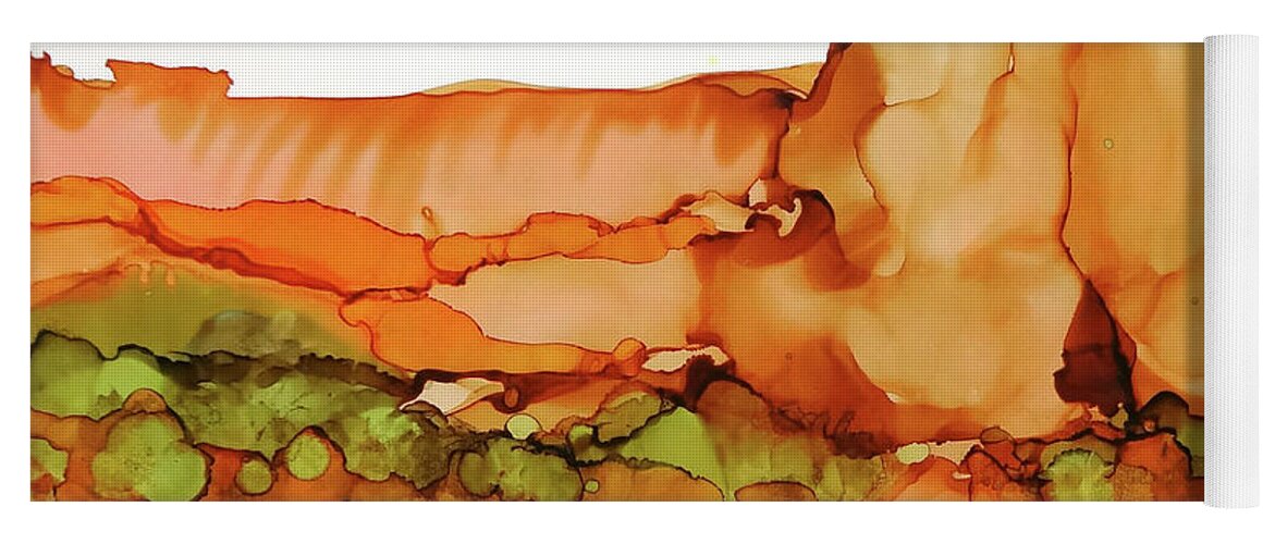 Alcohol Ink Yoga Mat featuring the painting Desertscape 7 by Chris Paschke
