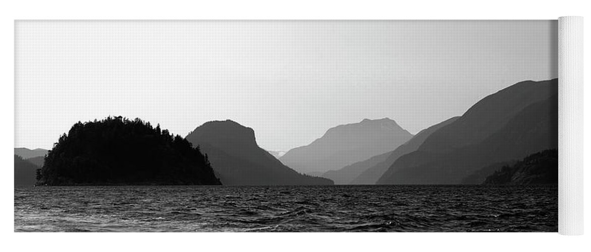 617 Yoga Mat featuring the photograph Desolation sound black and white canada by Sonny Ryse