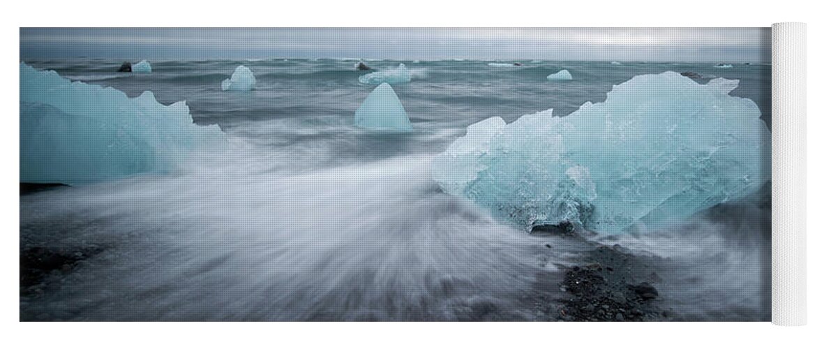 Iceland Yoga Mat featuring the photograph Diamond Beach, Jokulsarlon Iceland by Delphimages Photo Creations
