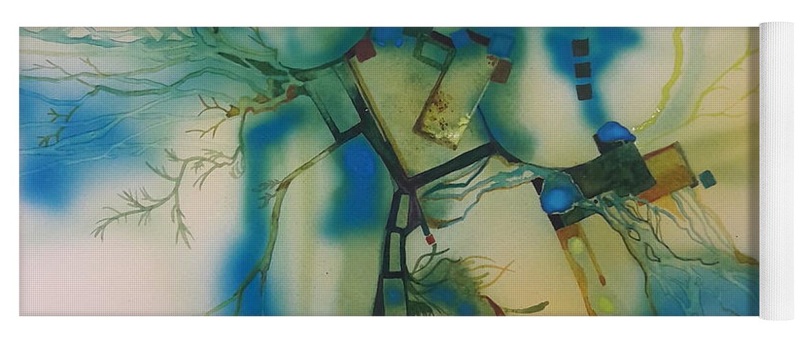 Abstract Yoga Mat featuring the painting Digitalized Vegetation by Donna Acheson-Juillet
