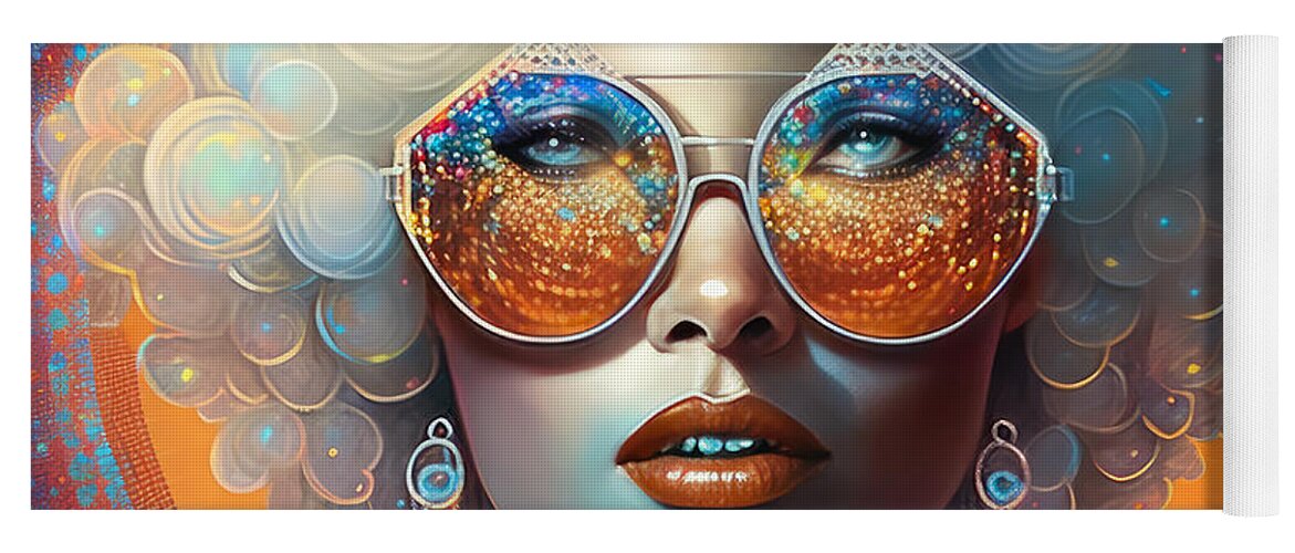 Disco Yoga Mat featuring the digital art Disco Queen No.6 by My Head Cinema