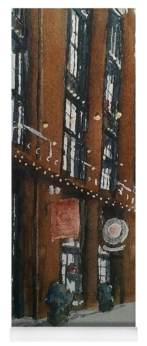 Cityscape Yoga Mat featuring the painting Distillery at Christmas by Sheila Romard