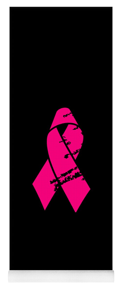 Funny Yoga Mat featuring the digital art Distressed Pink Ribbon by Flippin Sweet Gear