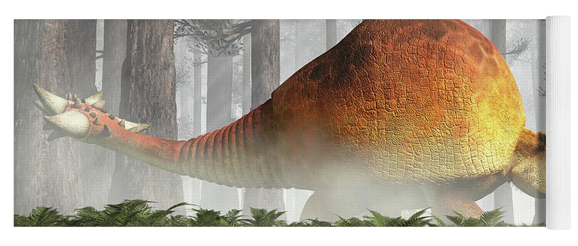 Doedicurus Yoga Mat featuring the digital art Doedicurus in a Forest by Daniel Eskridge
