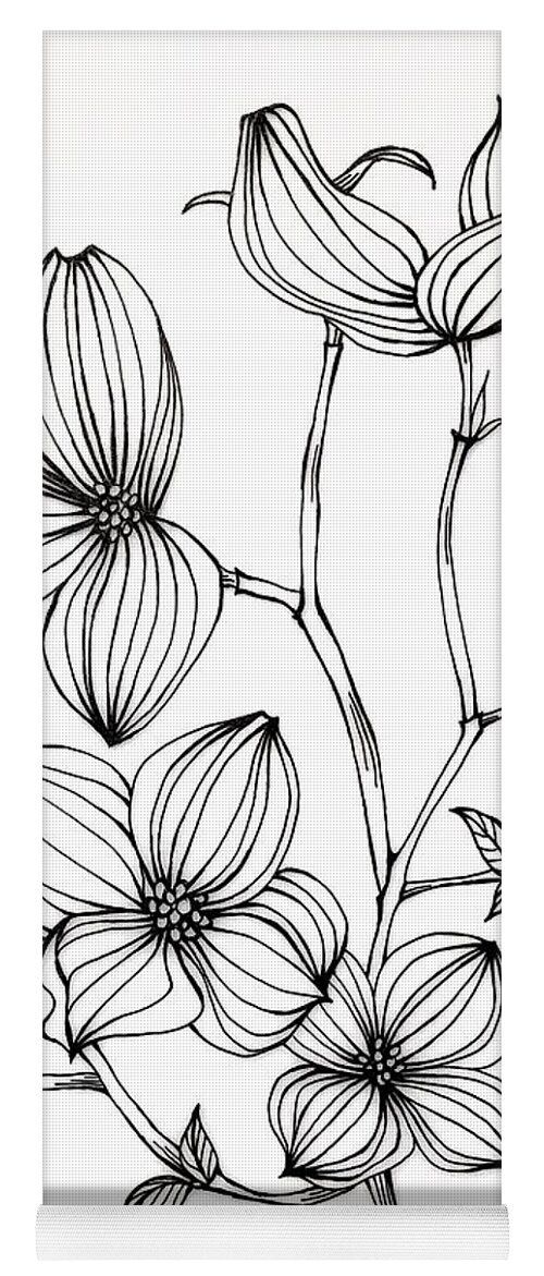 Dogwood Yoga Mat featuring the drawing Dogwood III by Catherine Bede