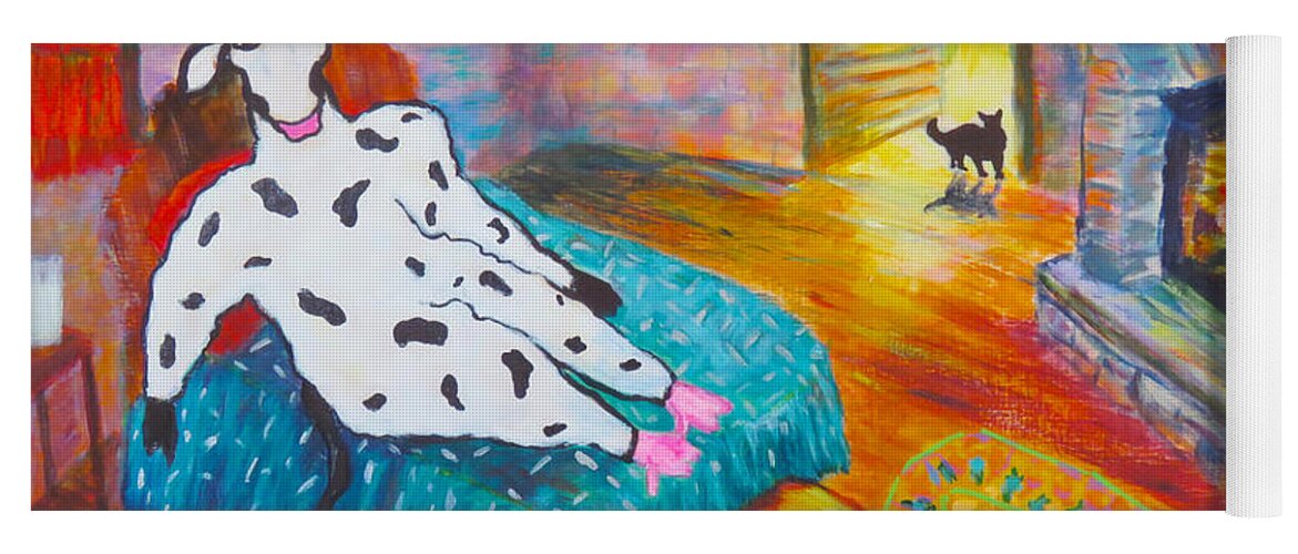 Cows Yoga Mat featuring the painting Domesticated Cow - 12 by Vanaja's Fine-Art