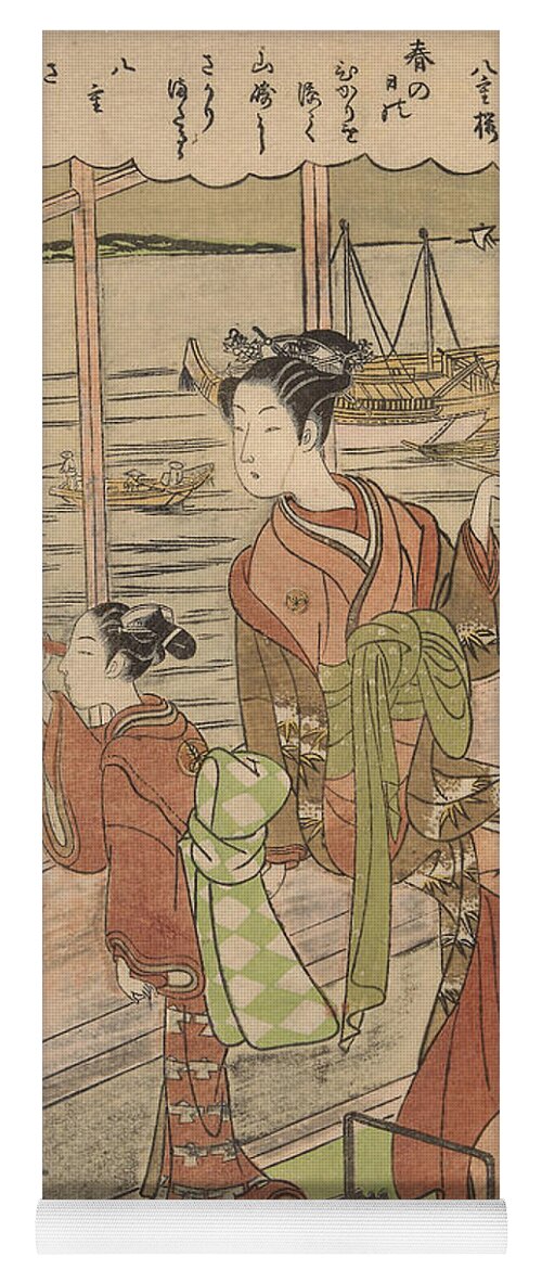 18th Century Art Yoga Mat featuring the relief Double-Flowered Cherry - Motoura of the Minami Yamasakiya by Suzuki Harunobu