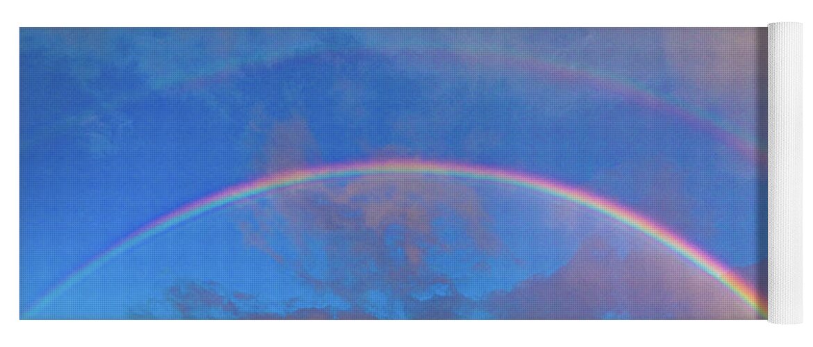 Gouda Yoga Mat featuring the photograph Double rainbow over Gouda by Casper Cammeraat