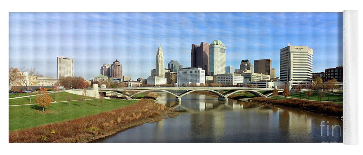 Downtown Columbus Yoga Mat featuring the photograph Downtown Columbus Skyline 5035 by Jack Schultz