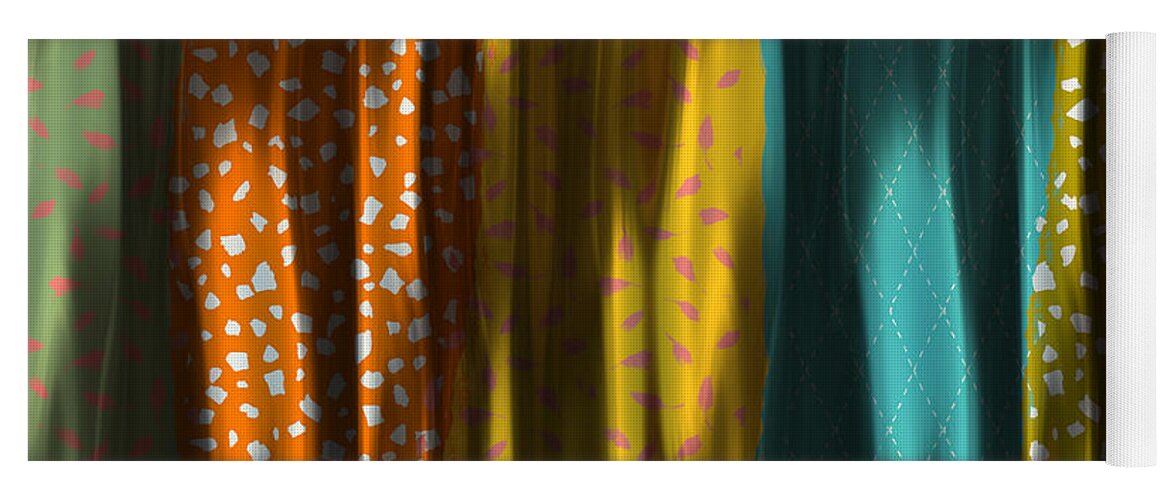 Contemporary Yoga Mat featuring the digital art Draped Patterns by Bonnie Bruno