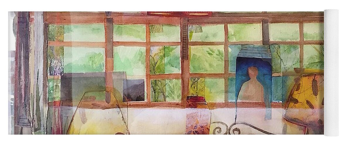 Collage Yoga Mat featuring the painting Dreamed view from the window by Carolina Prieto Moreno