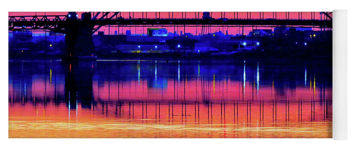 Bridge Yoga Mat featuring the photograph Drenched in Sunset Colors by Linda Stern