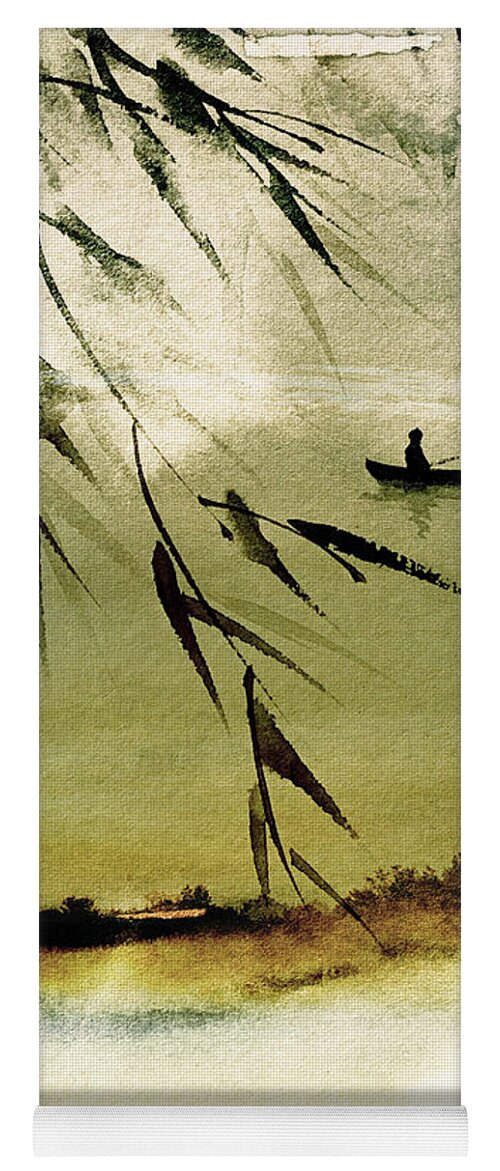 Fishing Scene Yoga Mat featuring the mixed media Drifting by Colleen Taylor