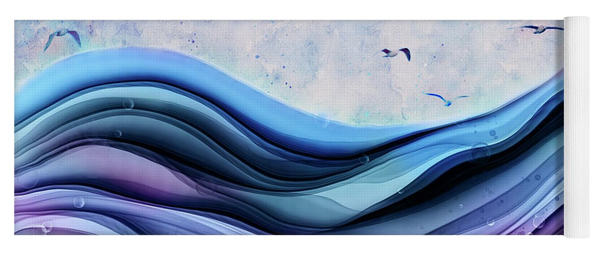 Abstract Seascape Yoga Mat featuring the digital art Drifting by Peggy Collins