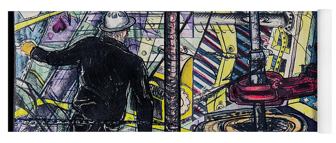 5 Color Litho Yoga Mat featuring the mixed media Drillers Love and Gimmics 1 by Michael Gross