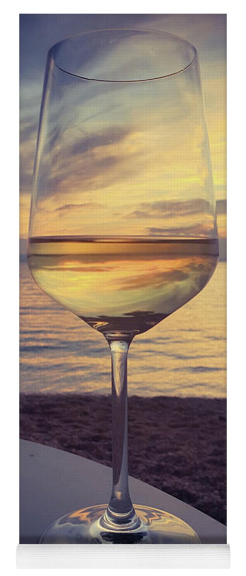 Wine Glass Yoga Mat featuring the photograph Sipping the Sunset by Andrea Whitaker