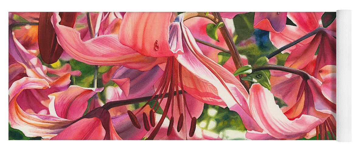 Lilies Yoga Mat featuring the painting Dripping Fragrance by Espero Art