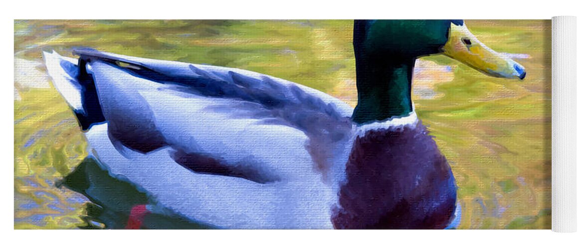 Bird Yoga Mat featuring the painting Duck Duck Goose Bird Flying Hunting by Tony Rubino