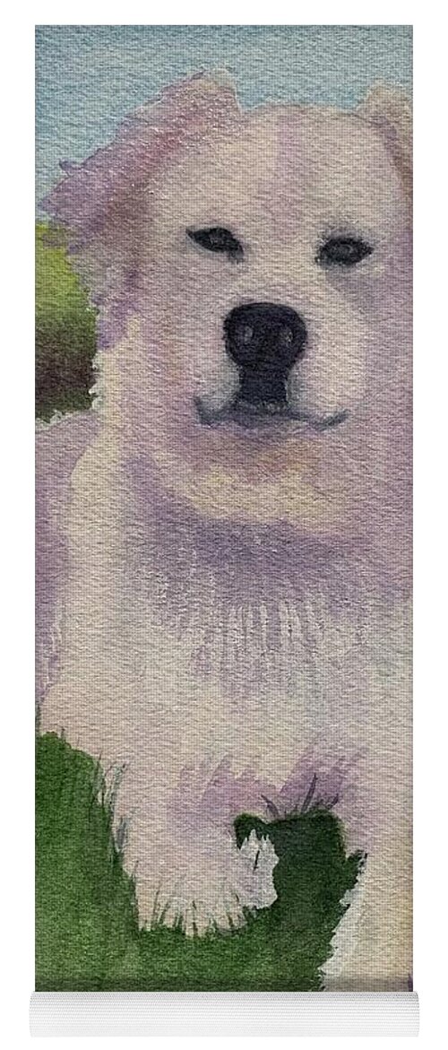 Great Pyrenees Yoga Mat featuring the painting Duke by Sue Carmony