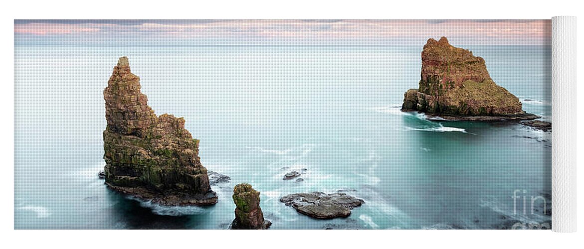 Duncansby Yoga Mat featuring the photograph Duncansby Sea Stacks at Sunset by Maria Gaellman