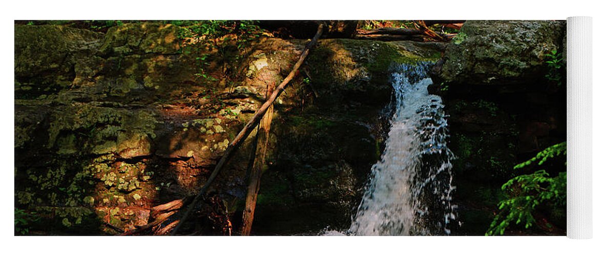 Dunnfield Creek Waterfall Spring Green Yoga Mat featuring the photograph Dunnfield Creek Waterfall Spring Green by Raymond Salani III