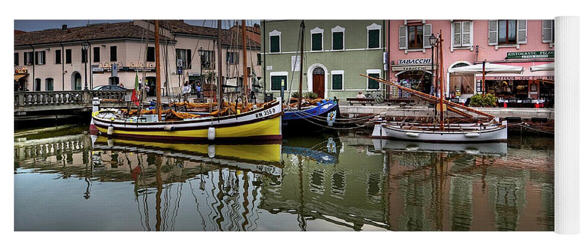 Sail Yoga Mat featuring the photograph Dusk Cesenatico Harbour - Italy by Paolo Signorini