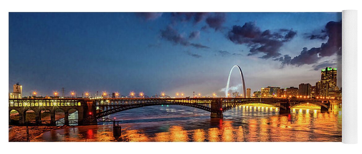 Eads Bridge Yoga Mat featuring the photograph Eads Bridge and the Arch St Louis on the Mississippi_GRK2974_07062020 by Greg Kluempers