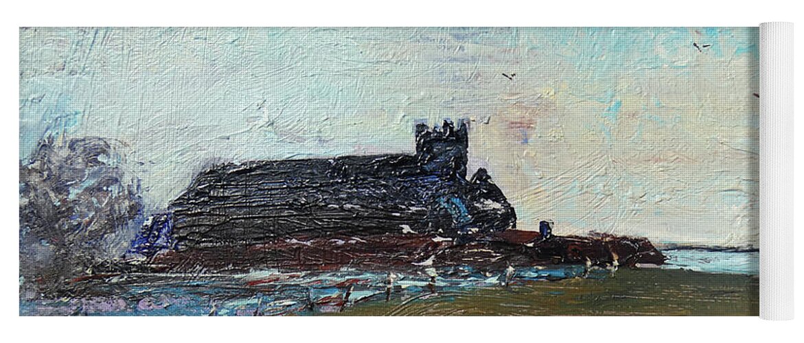Irish Landscape Yoga Mat featuring the painting Early Morning Sketch Abbeyside Church, Dungarvan by Keith Thompson