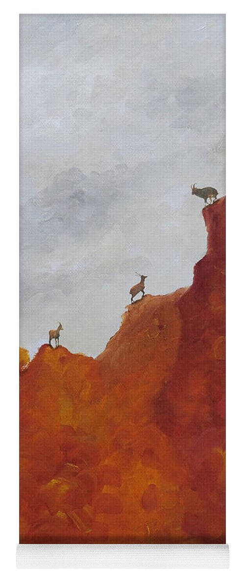 Goat Yoga Mat featuring the painting Edge Of Chasm by Angeles M Pomata