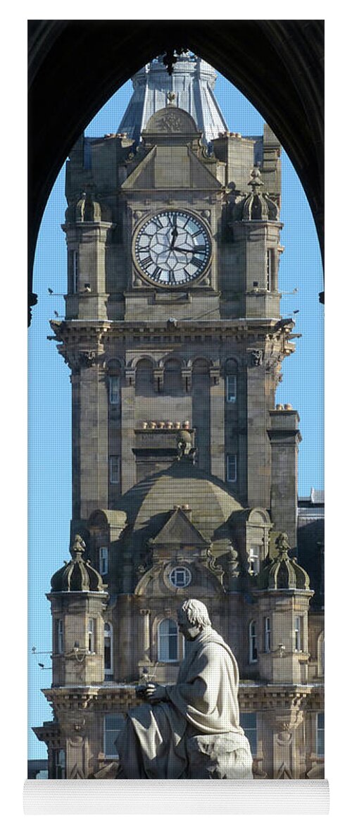 Edinburgh Yoga Mat featuring the photograph Edinburgh - Sir Walter Scott and the Balmoral Hotel Clocktower by Phil Banks