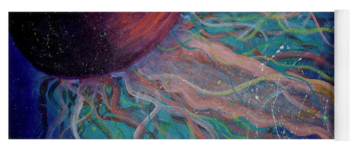 Jellyfish Wall Art Yoga Mat featuring the painting Electric Jellyfish 1 by Mike Mooney