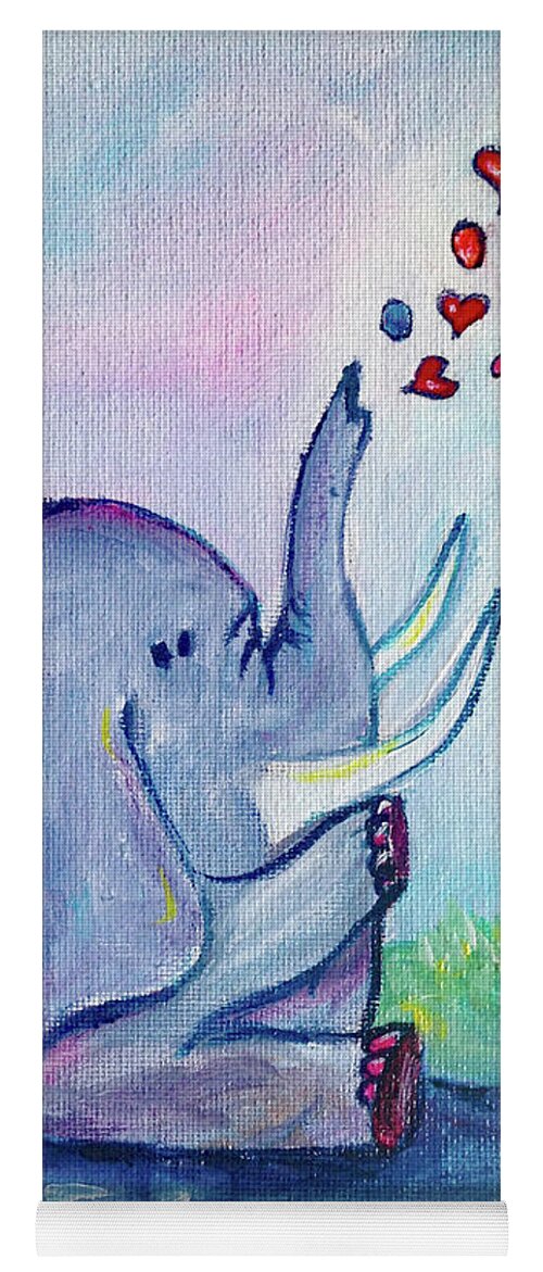 Elephant Yoga Mat featuring the painting Elephant Love by Roxy Rich