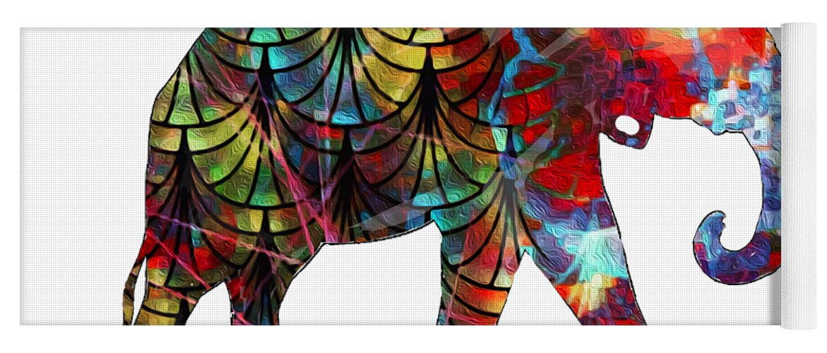 Elephant Yoga Mat featuring the digital art Elephant Silhouette 2 by Eileen Backman