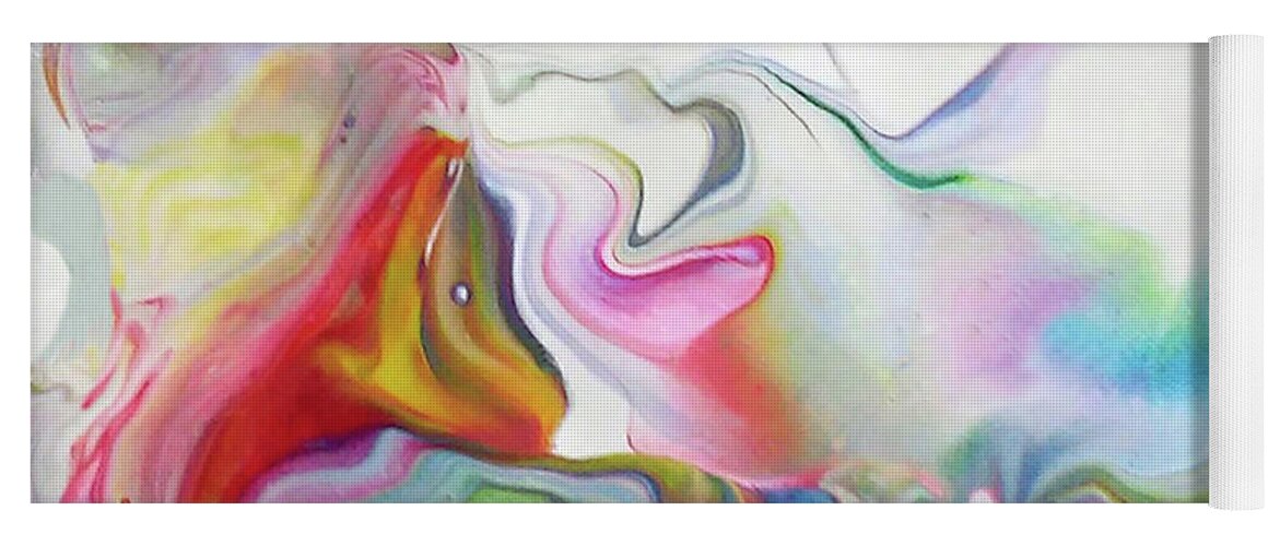 Multicolored Abstract Acrylic Yoga Mat featuring the painting Elevate by Deborah Erlandson