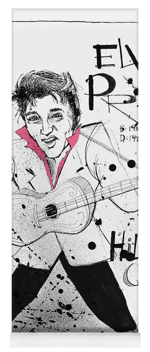  Yoga Mat featuring the drawing Elvis Presley by Phil Mckenney